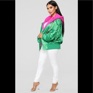 Fashion Nova Sz Large Life In Color Bomber Jacket